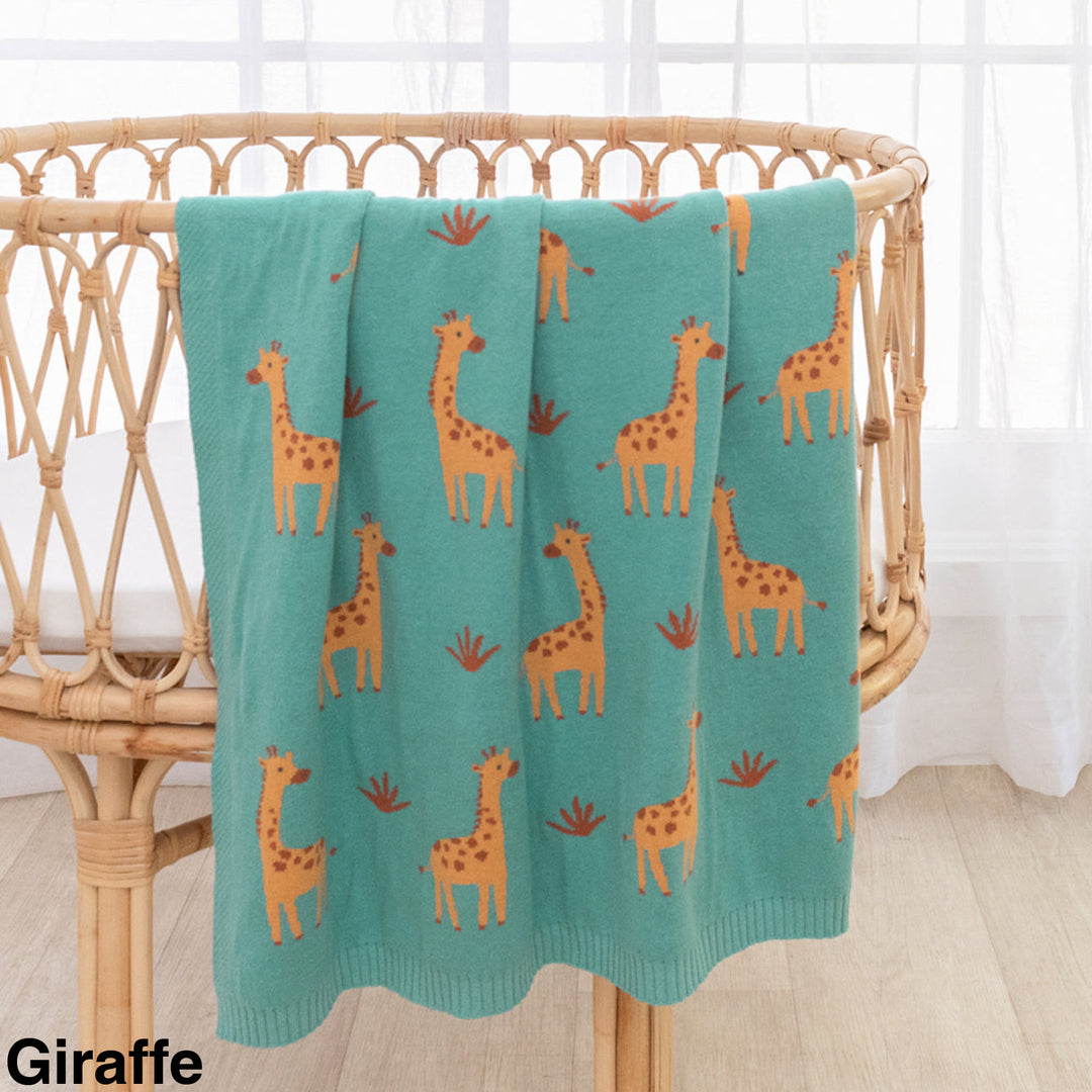 Living Textiles Knit Baby Blanket Giraffe