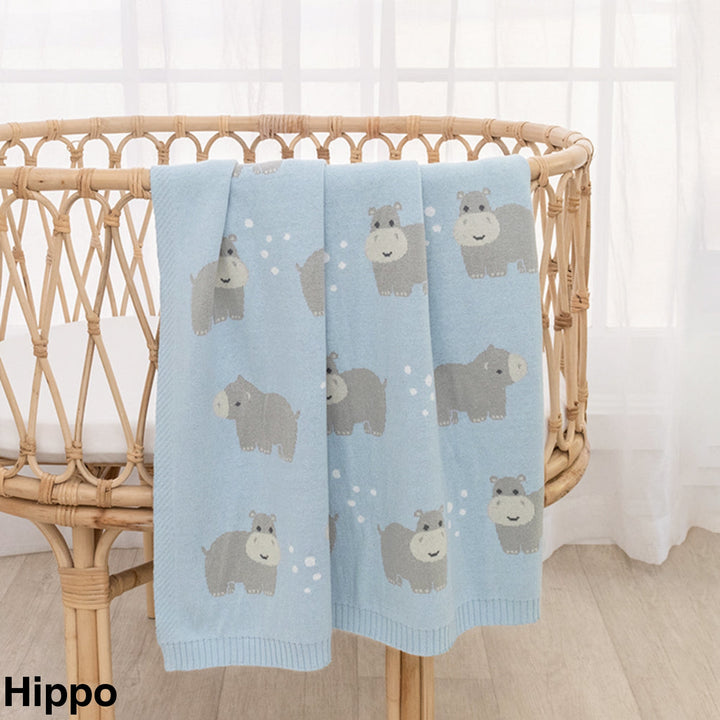 Living Textiles Knit Baby Blanket Hippo