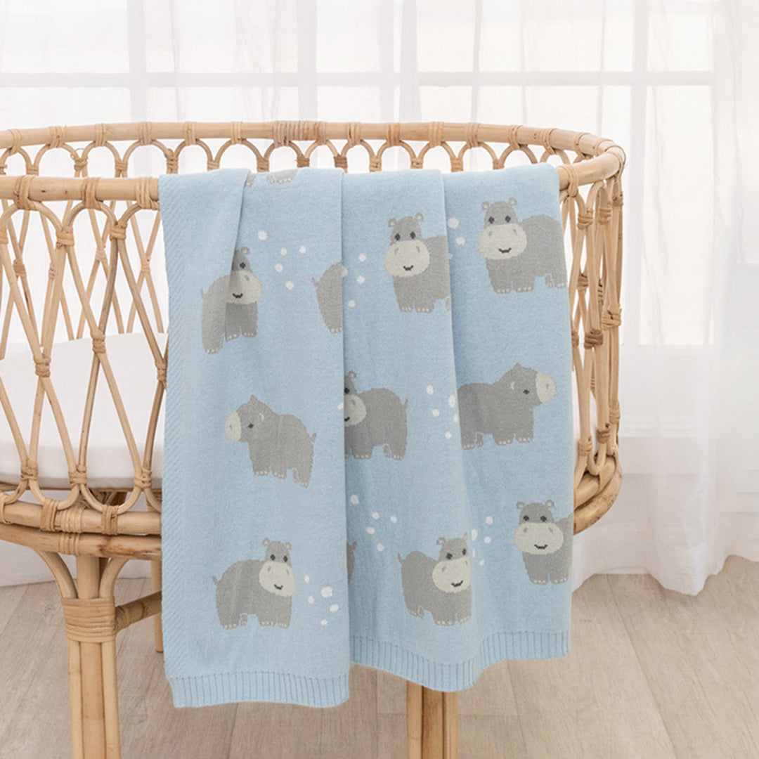 Living Textiles Knit Baby Blanket Hippo