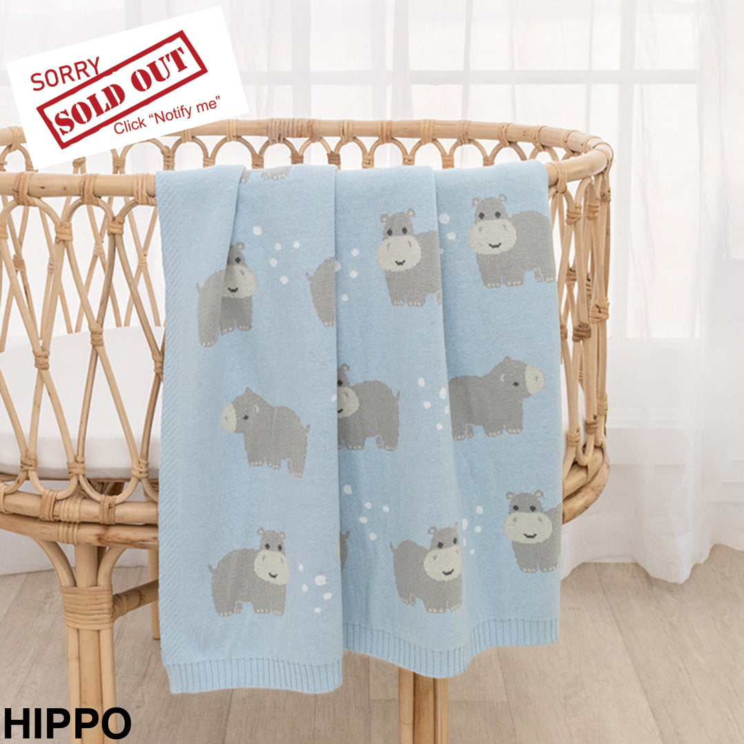 Living Textiles Knit Baby Blanket Hippo