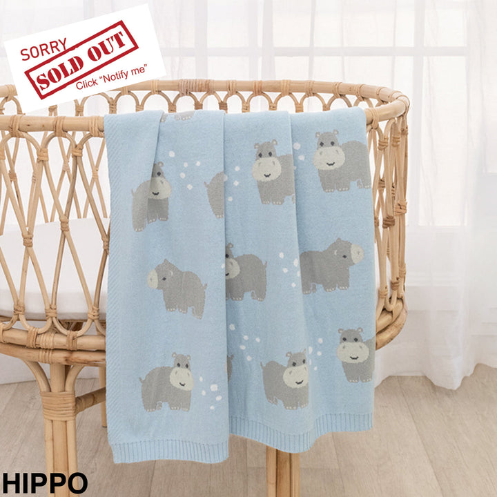 Living Textiles Knit Baby Blanket Hippo