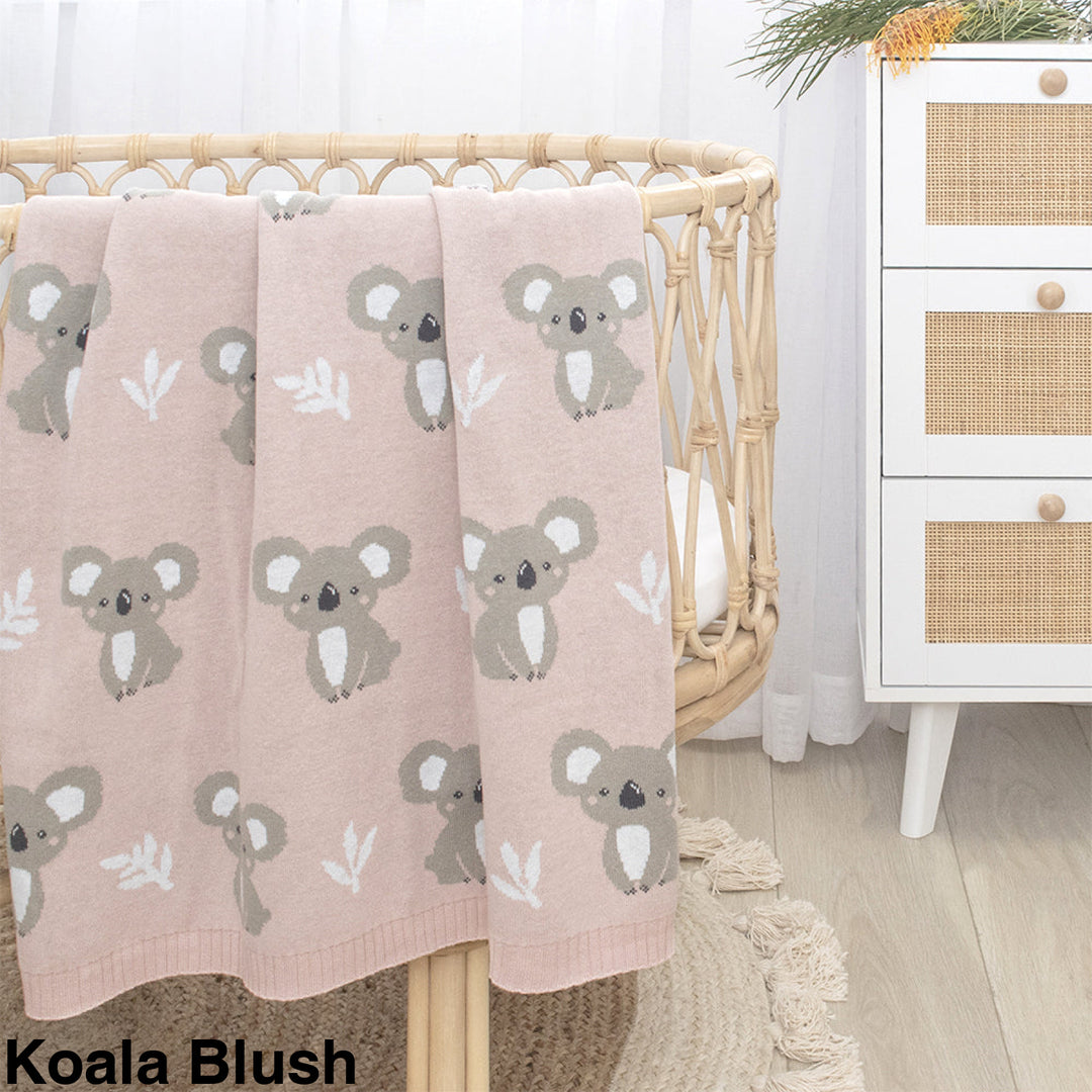 Living Textiles Australiana Knit Baby Blanket Koala Blush