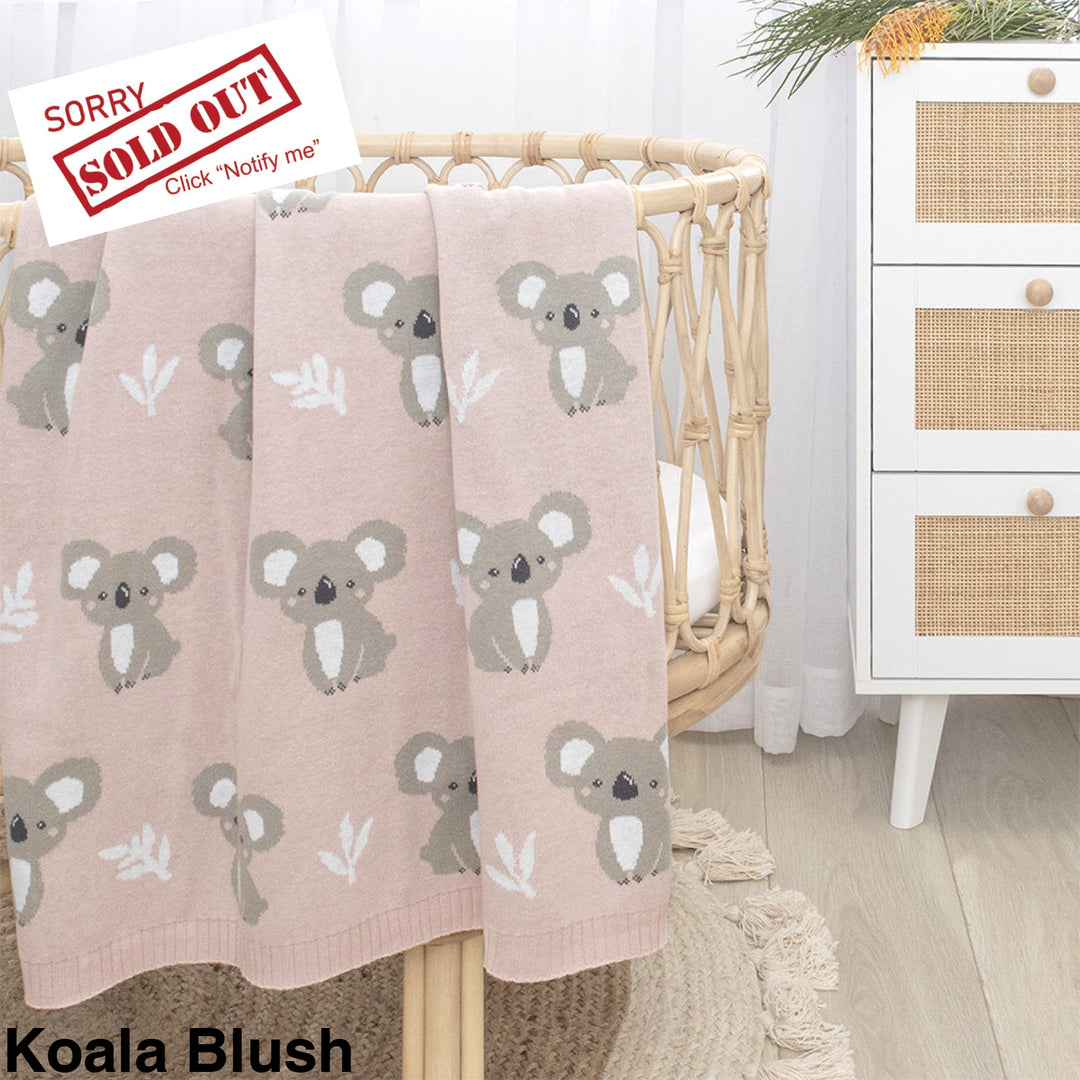 Living Textiles Australiana Knit Baby Blanket Koala Blush