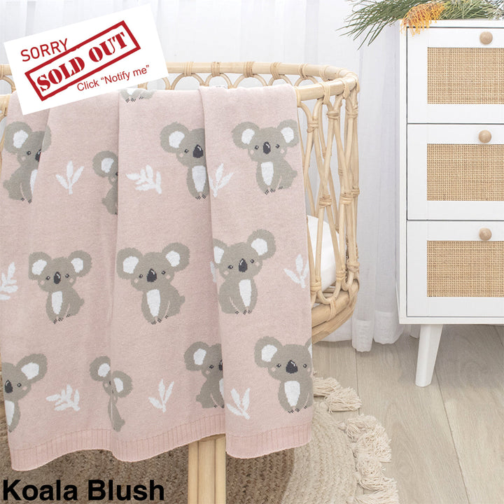 Living Textiles Australiana Knit Baby Blanket Koala Blush
