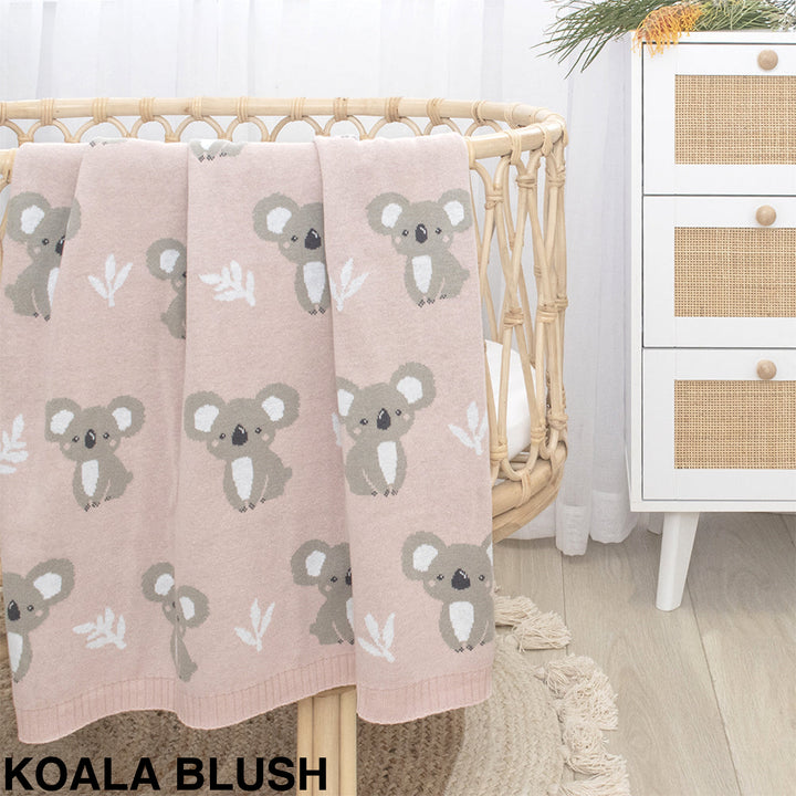 Living Textiles Australiana Knit Baby Blanket Koala Blush
