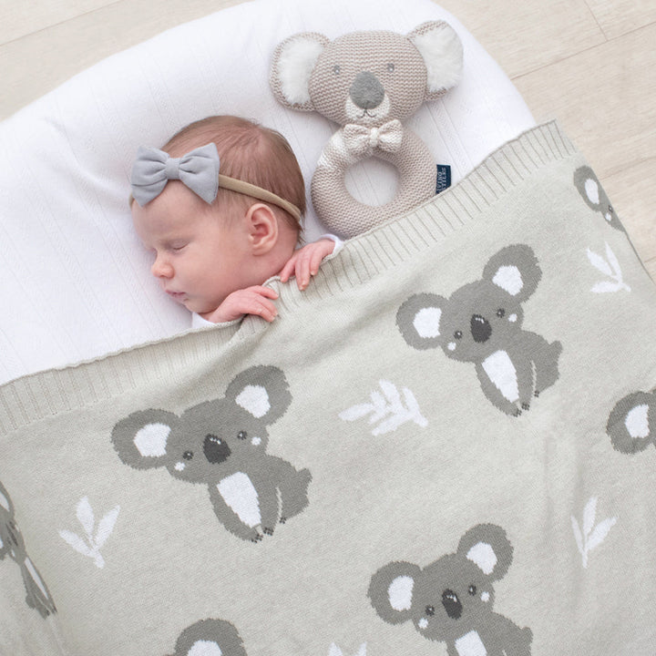 Living Textiles Australiana Knit Baby Blanket Koala Grey
