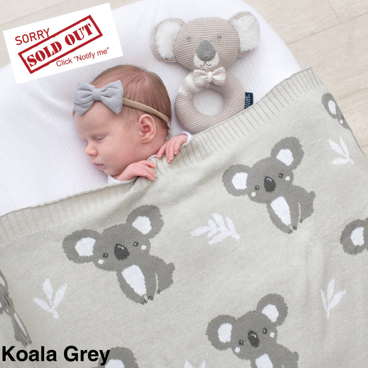 Living Textiles Australiana Knit Baby Blanket Koala Grey