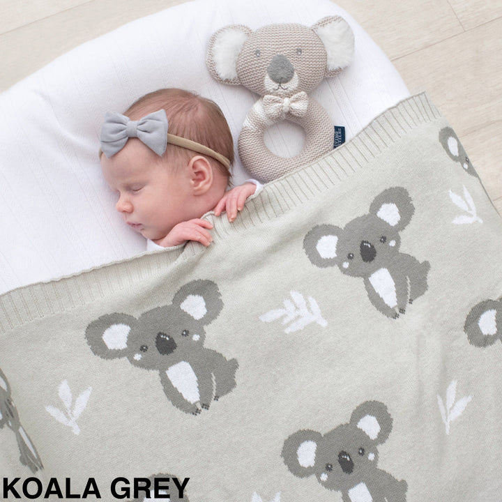 Living Textiles Australiana Knit Baby Blanket Koala Grey