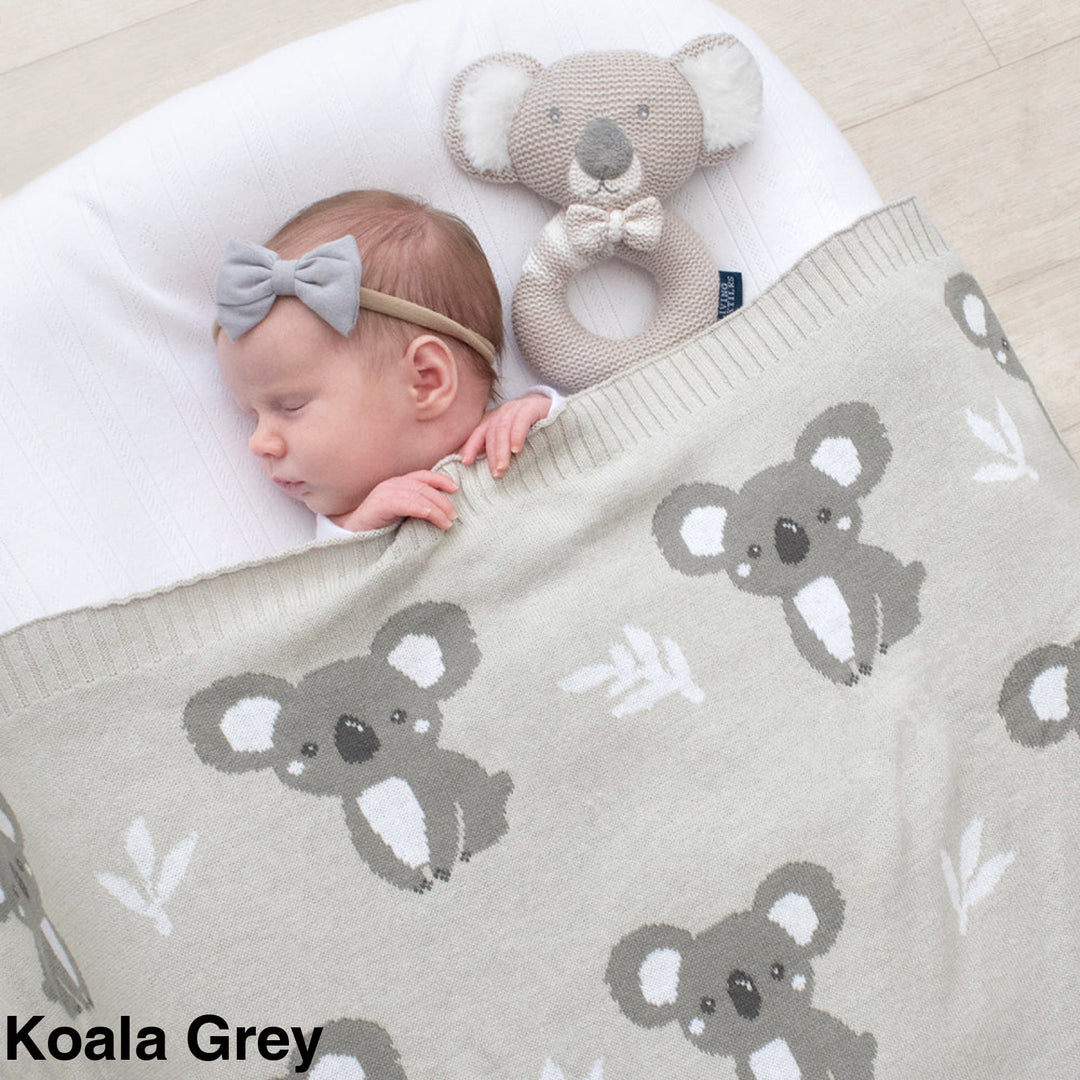 Living Textiles Australiana Knit Baby Blanket Koala Grey