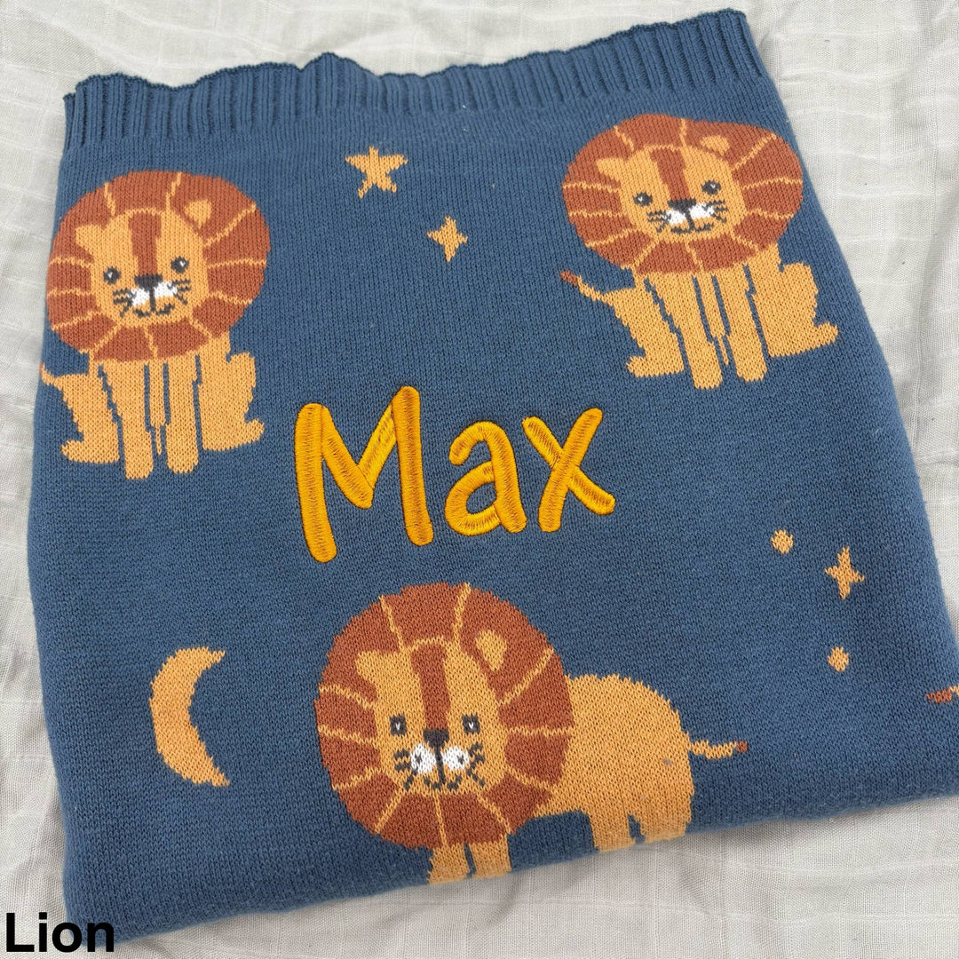 Living Textiles Knit Baby Blanket Lion