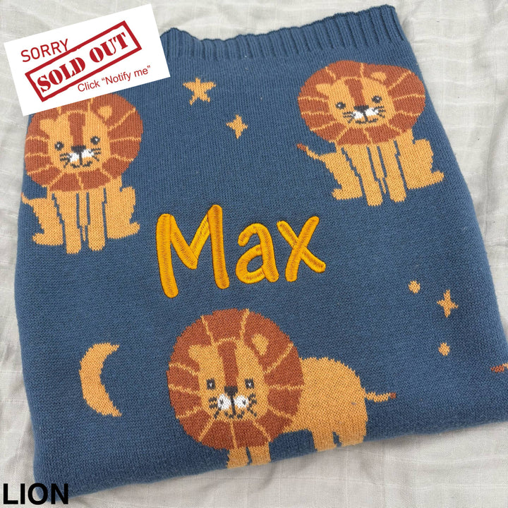 Living Textiles Knit Baby Blanket Lion