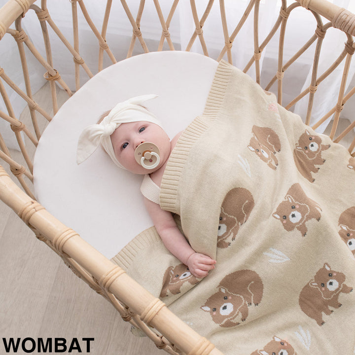 Living Textiles Australiana Knit Baby Blanket Wombat