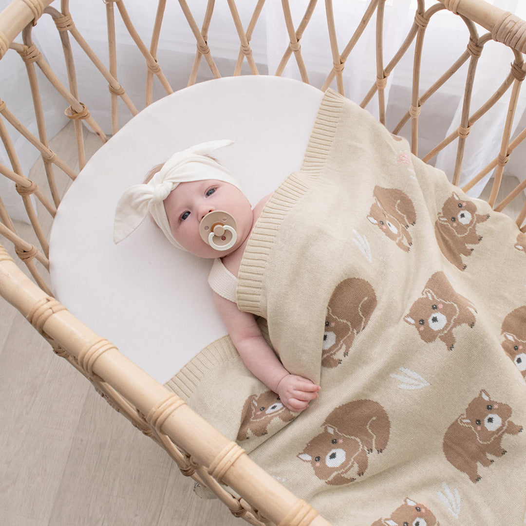 Living Textiles Australiana Knit Baby Blanket Wombat