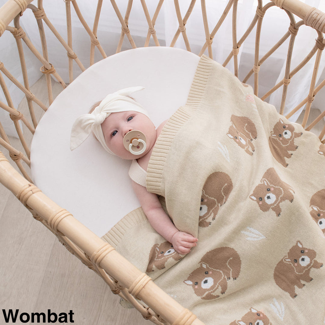 Living Textiles Australiana Knit Baby Blanket Wombat