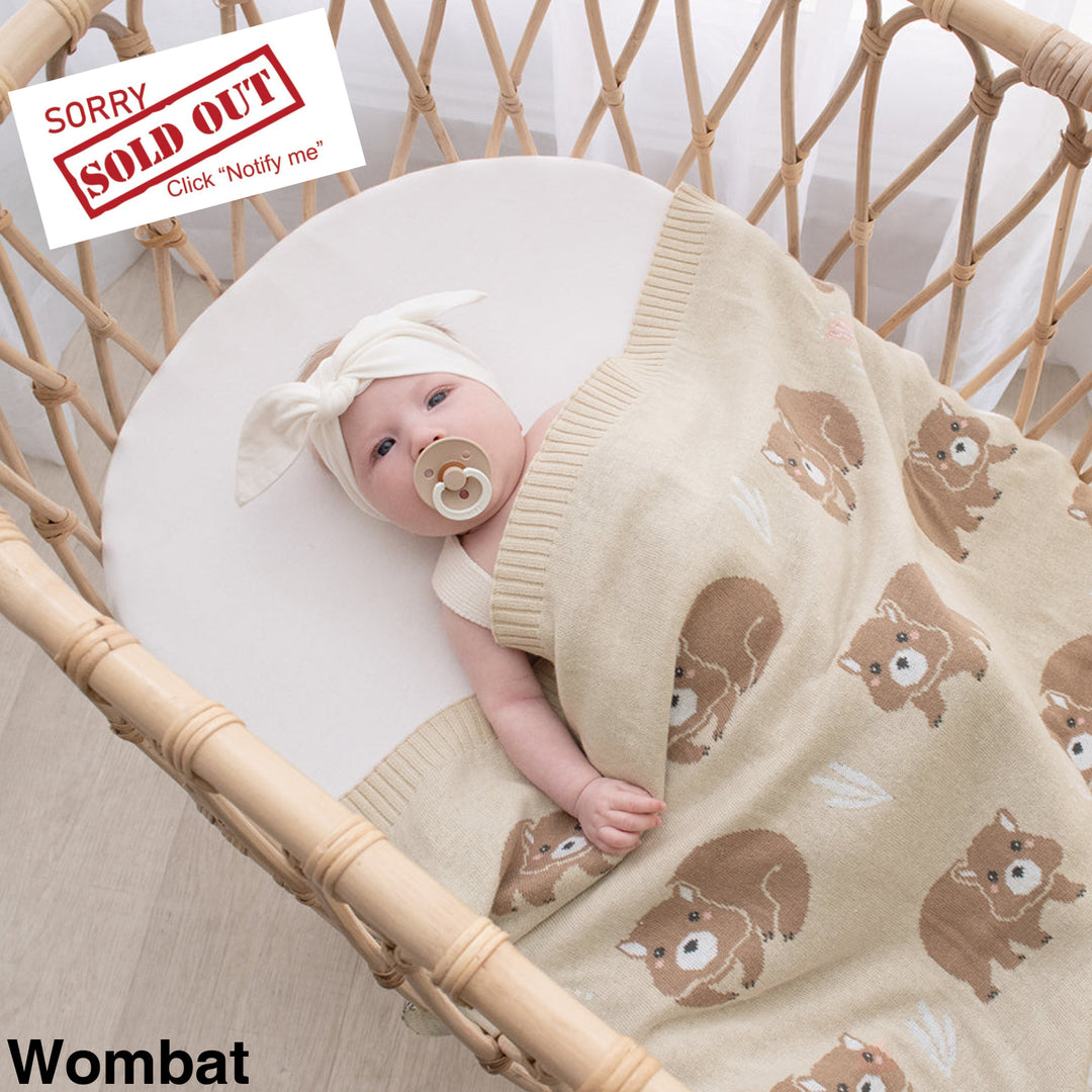 Living Textiles Australiana Knit Baby Blanket Wombat