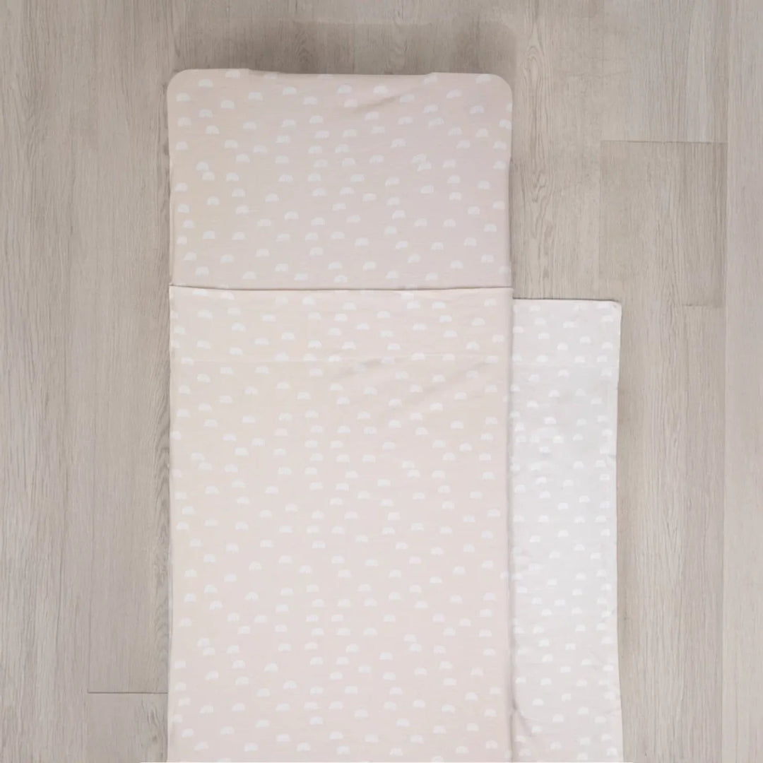 Living Textiles Stacking Daycare Bed Sheet Set Beige Rainbow