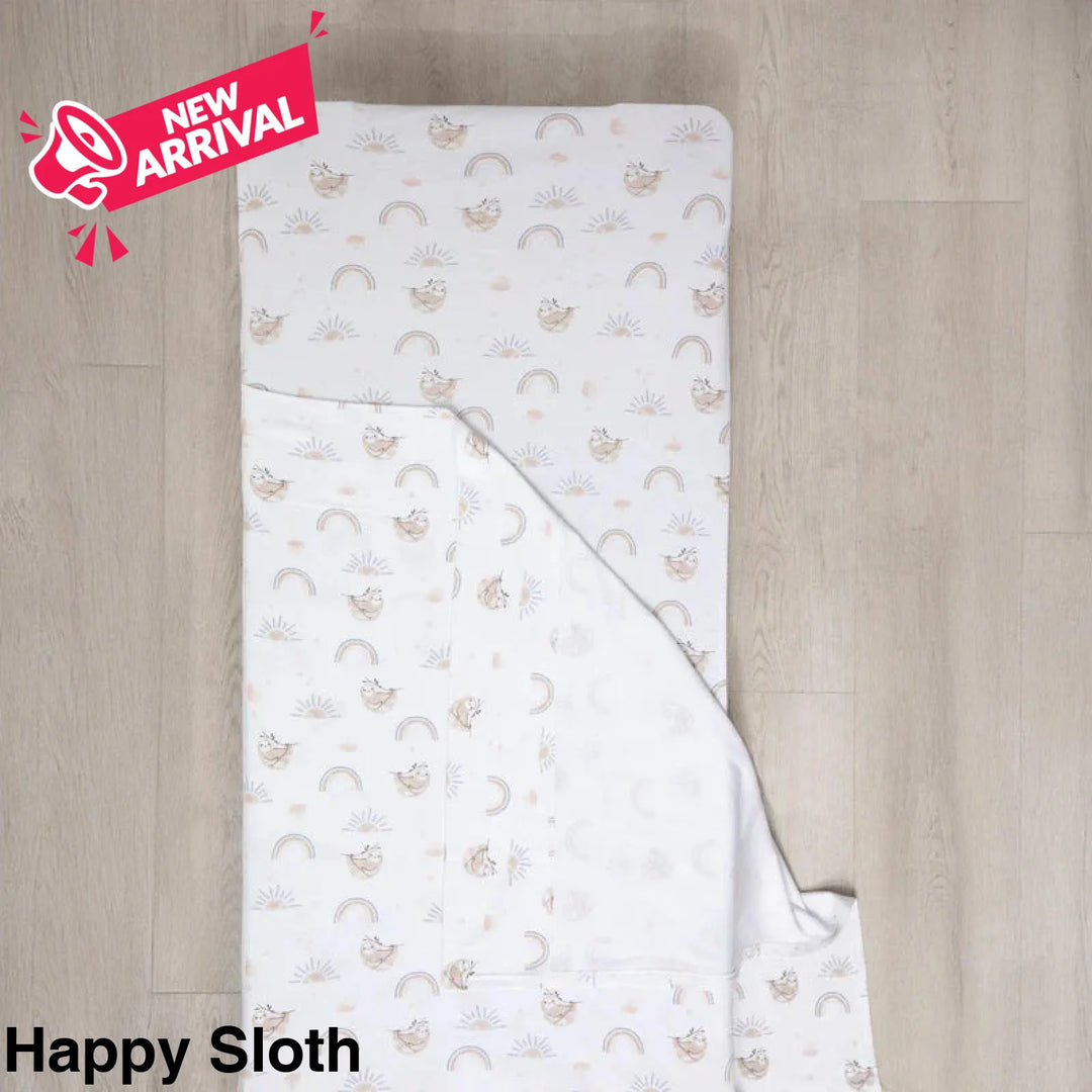 Living Textiles Stacking Daycare Bed Sheet Set Happy Sloth