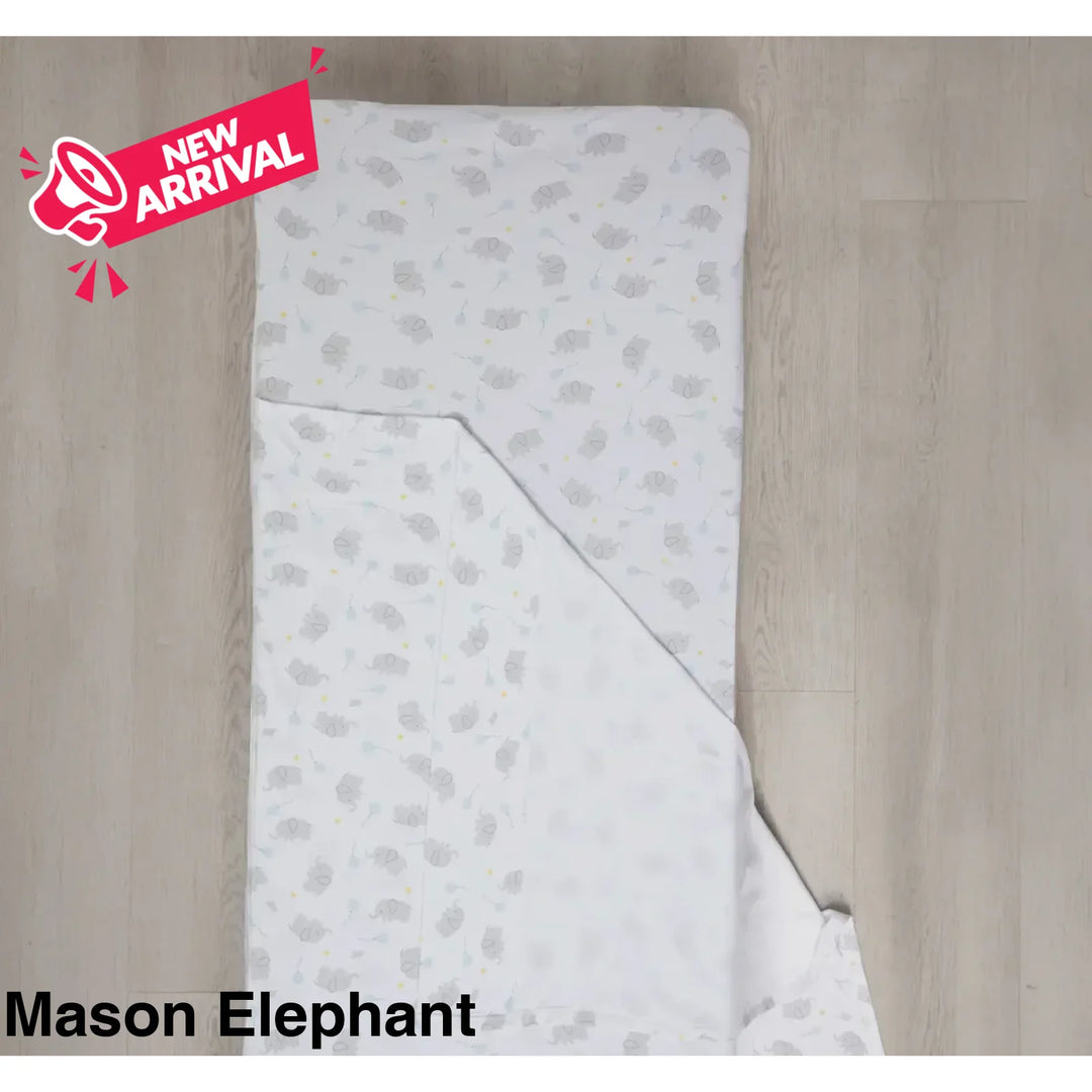 Living Textiles Stacking Daycare Bed Sheet Set Mason Elephant