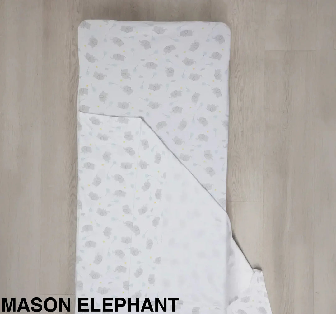 Living Textiles Stacking Daycare Bed Sheet Set Mason Elephant