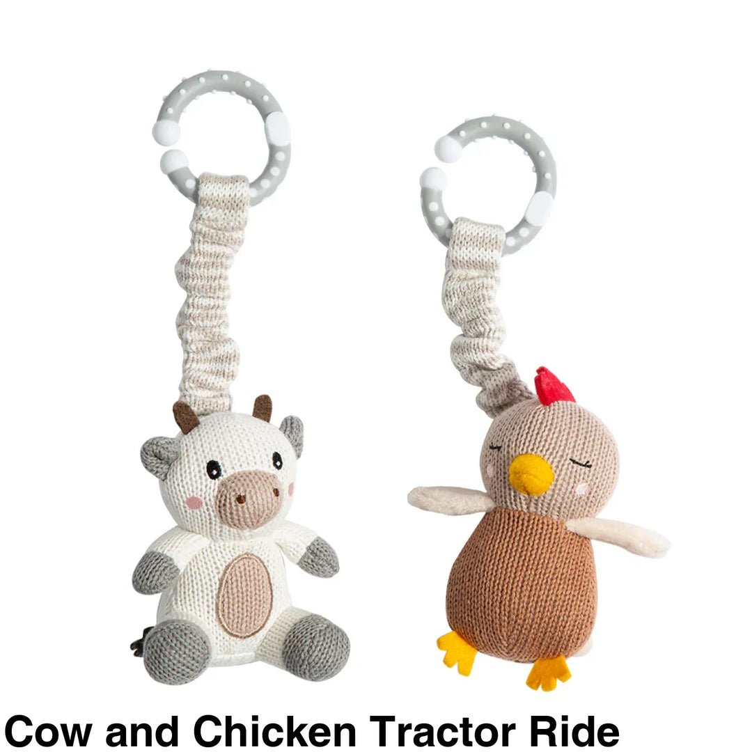 Living Textiles Stroller Toy 2 pack Cow and Chicken Tractor Ride Comforter