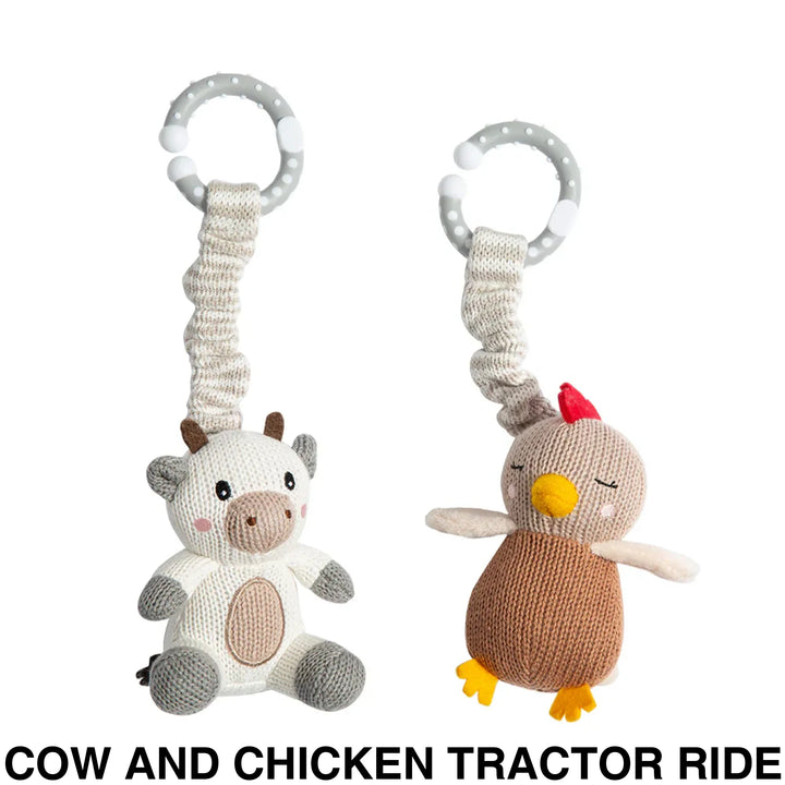 Living Textiles Stroller Toy 2 pack Cow and Chicken Tractor Ride Comforter