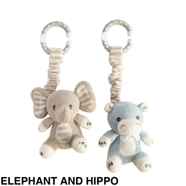 Living Textiles Stroller Toy 2 pack Elephant and Hippo Comforter
