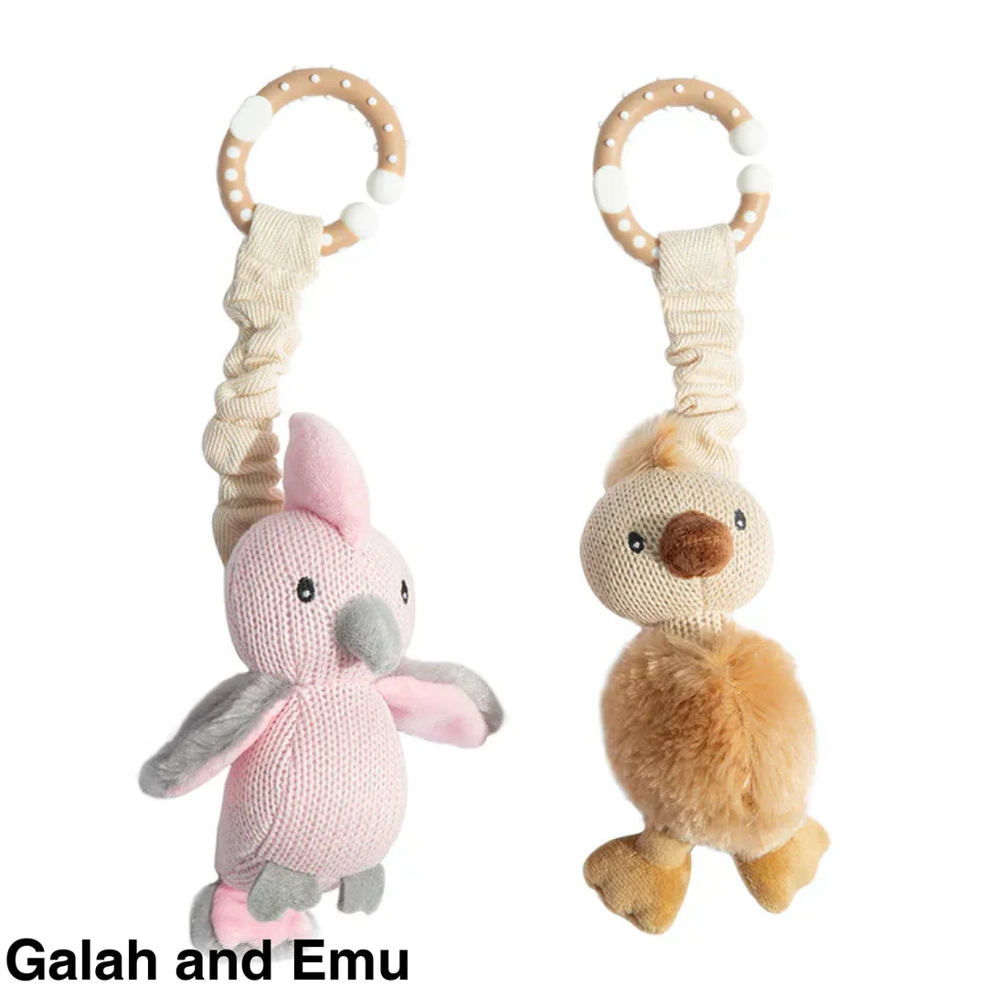 Living Textiles Stroller Toy 2 pack Galah and Emu Comforter