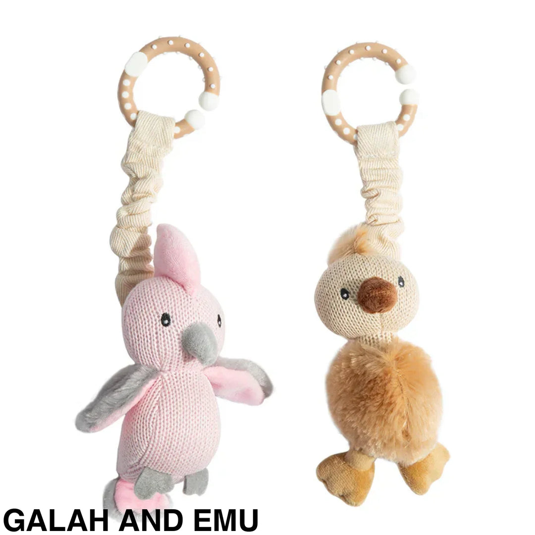 Living Textiles Stroller Toy 2 pack Galah and Emu Comforter