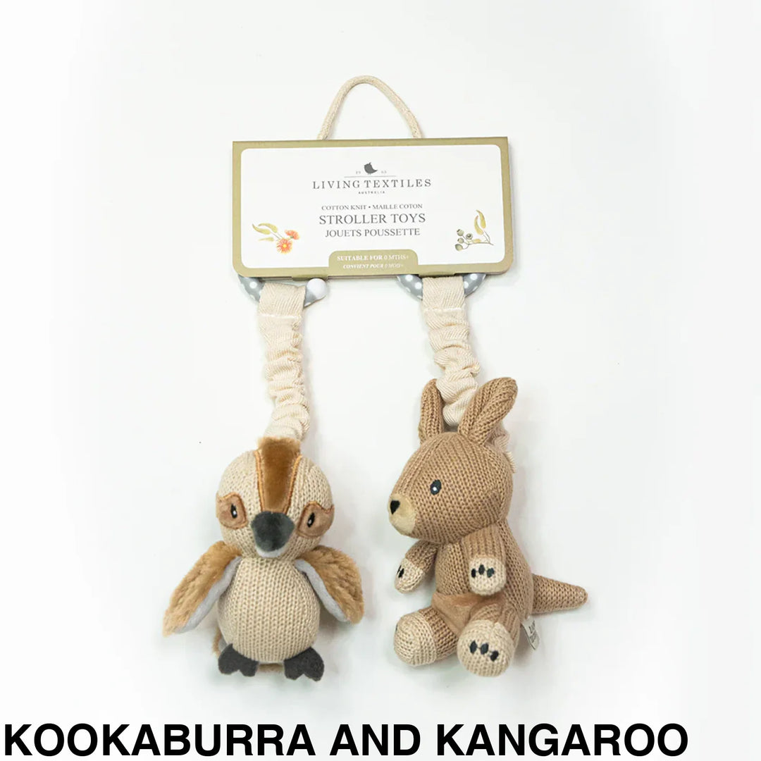 Living Textiles Stroller Toy 2 pack Kookaburra and Kangaroo Comforter