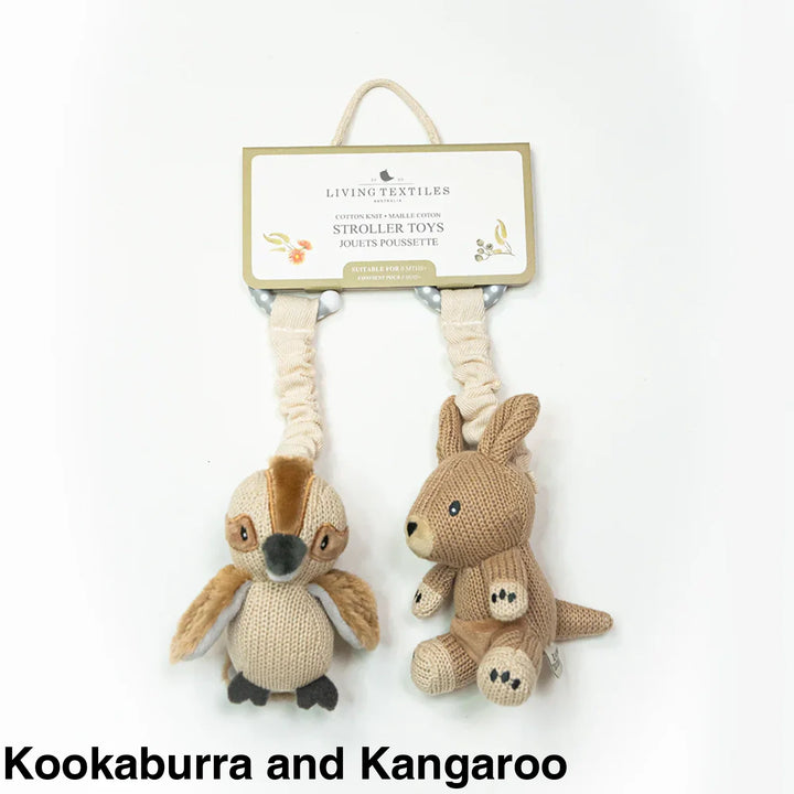 Living Textiles Stroller Toy 2 pack Kookaburra and Kangaroo Comforter