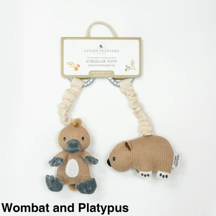 Living Textiles Stroller Toy 2 pack Wombat and Platypus Comforter
