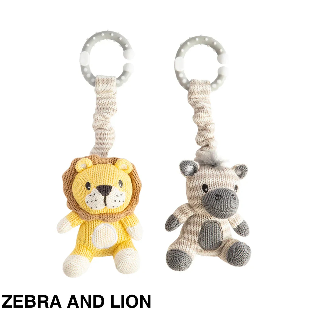 Living Textiles Stroller Toy 2 pack Zebra and Lion Comforter
