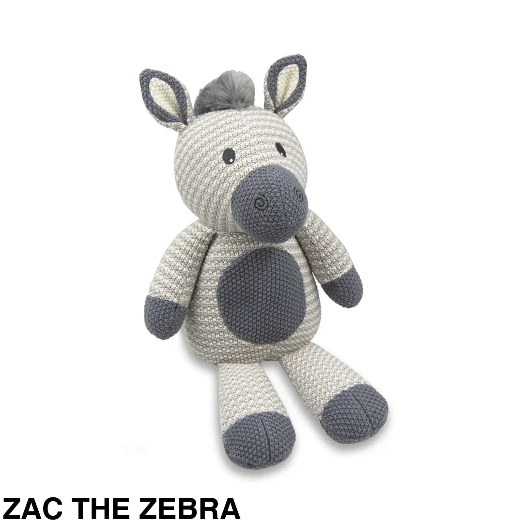 Living Textiles Whimsical Knitted Toy Zac the Zebra Comforter