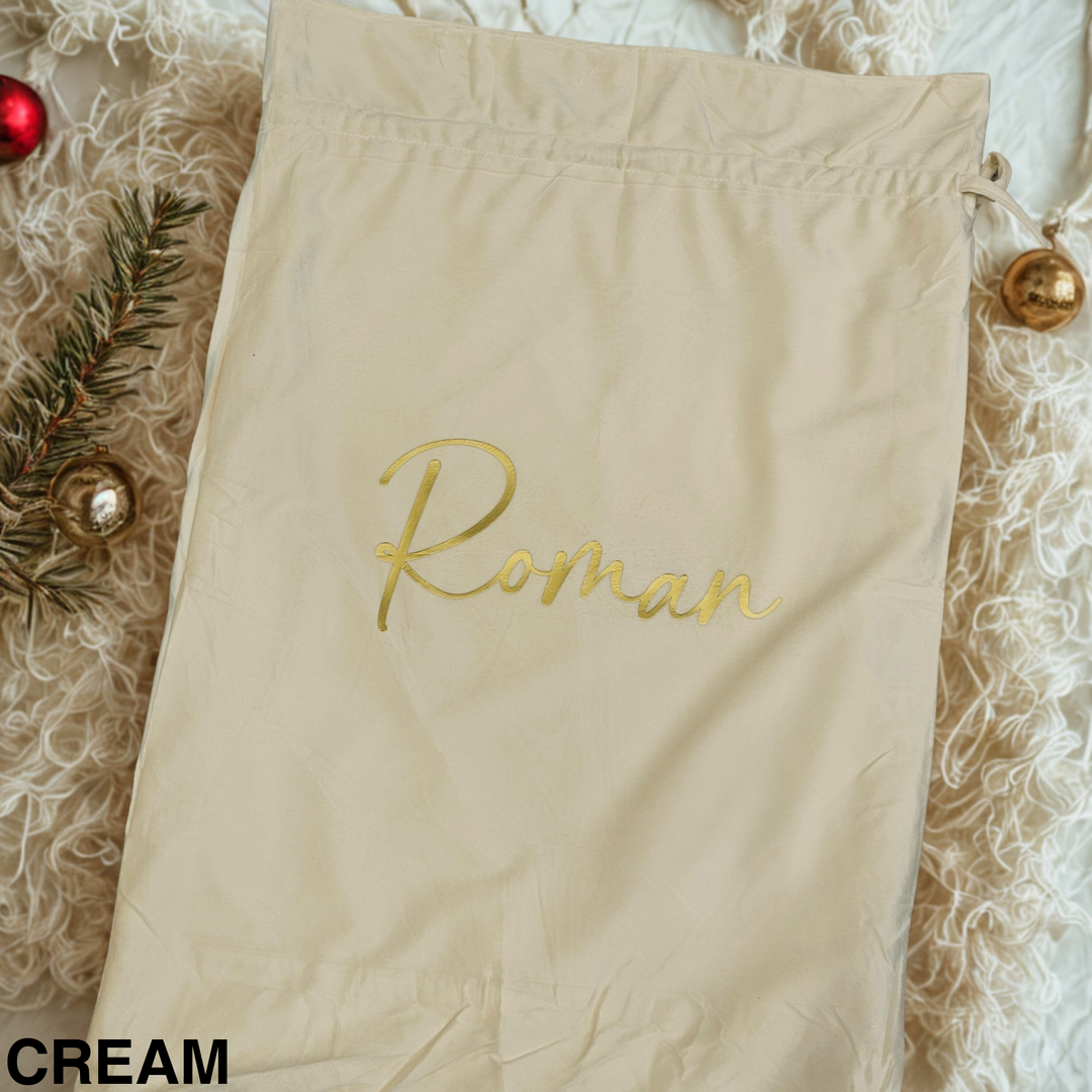 Luxury Velvet Christmas Sack Cream