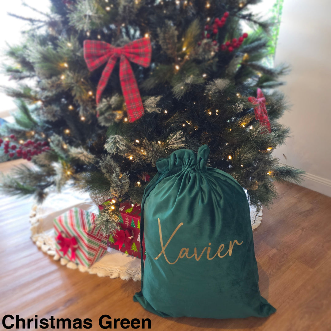 Luxury Velvet Christmas Sack Christmas Green