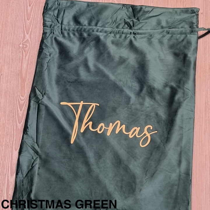 Luxury Velvet Christmas Sack Green