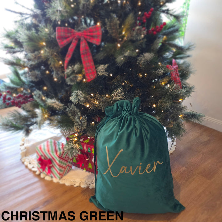 Luxury Velvet Christmas Sack Christmas Green