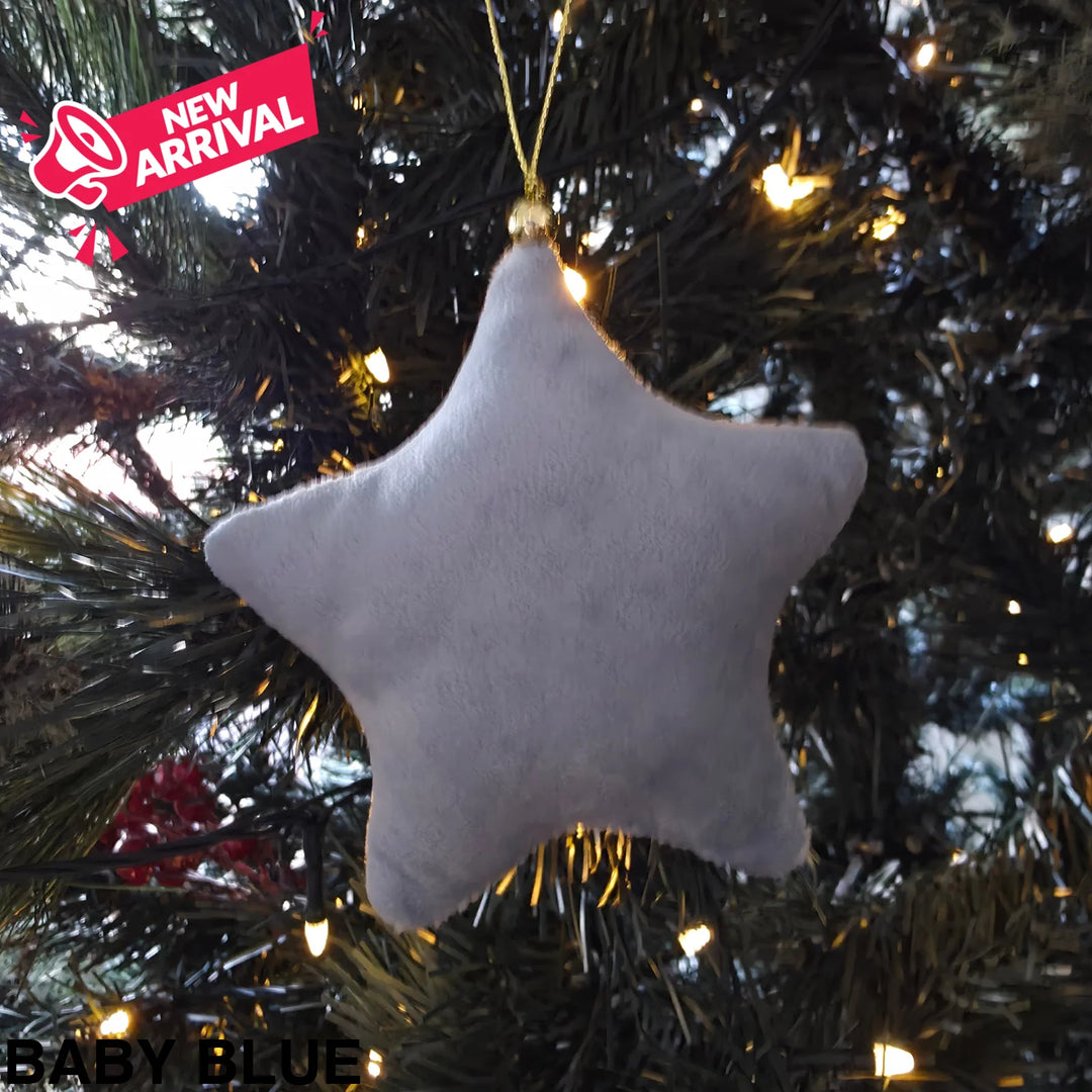 Luxury Velvet Christmas Star Ornament Baby Blue