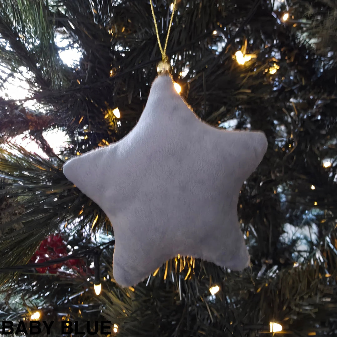 Luxury Velvet Christmas Star Ornament Baby Blue