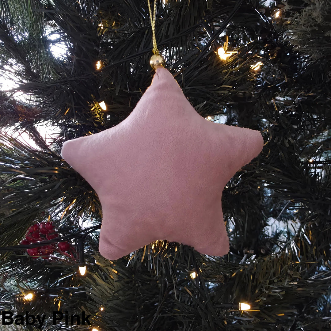 Luxury Velvet Christmas Star Ornament Baby Pink