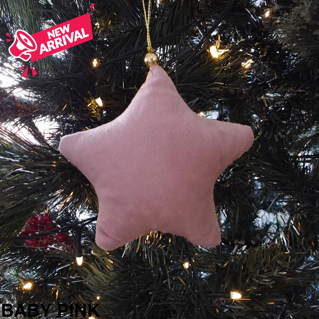 Luxury Velvet Christmas Star Ornament Baby Pink