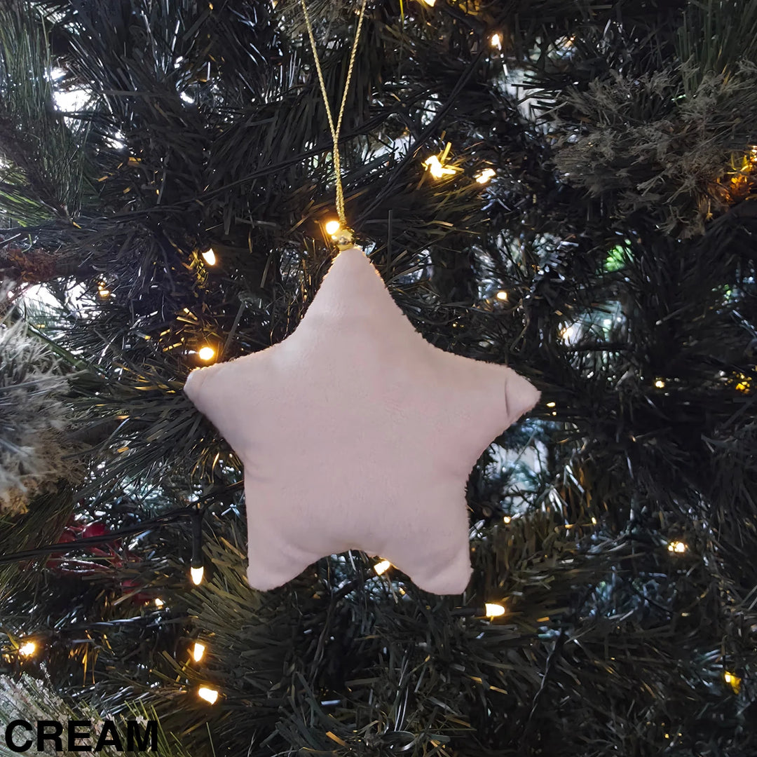 Luxury Velvet Christmas Star Ornament Cream