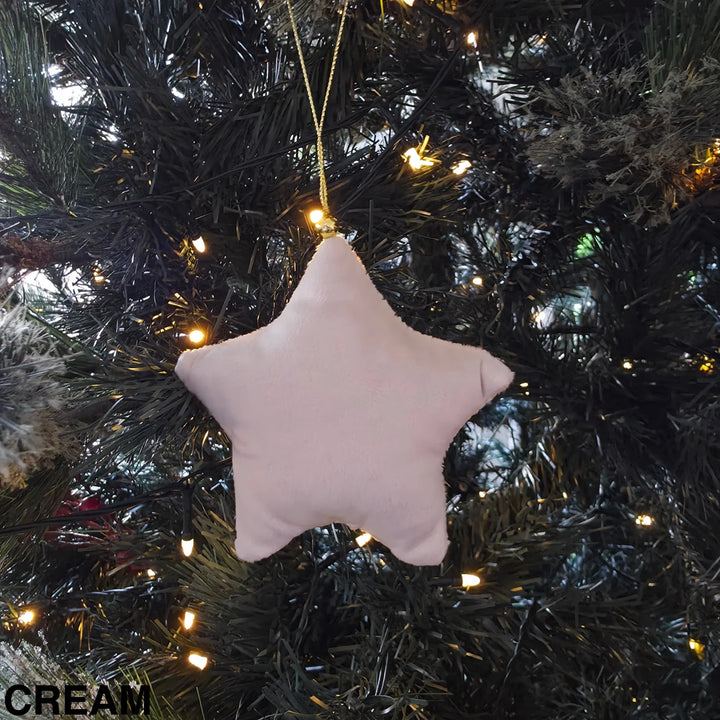 Luxury Velvet Christmas Star Ornament Cream
