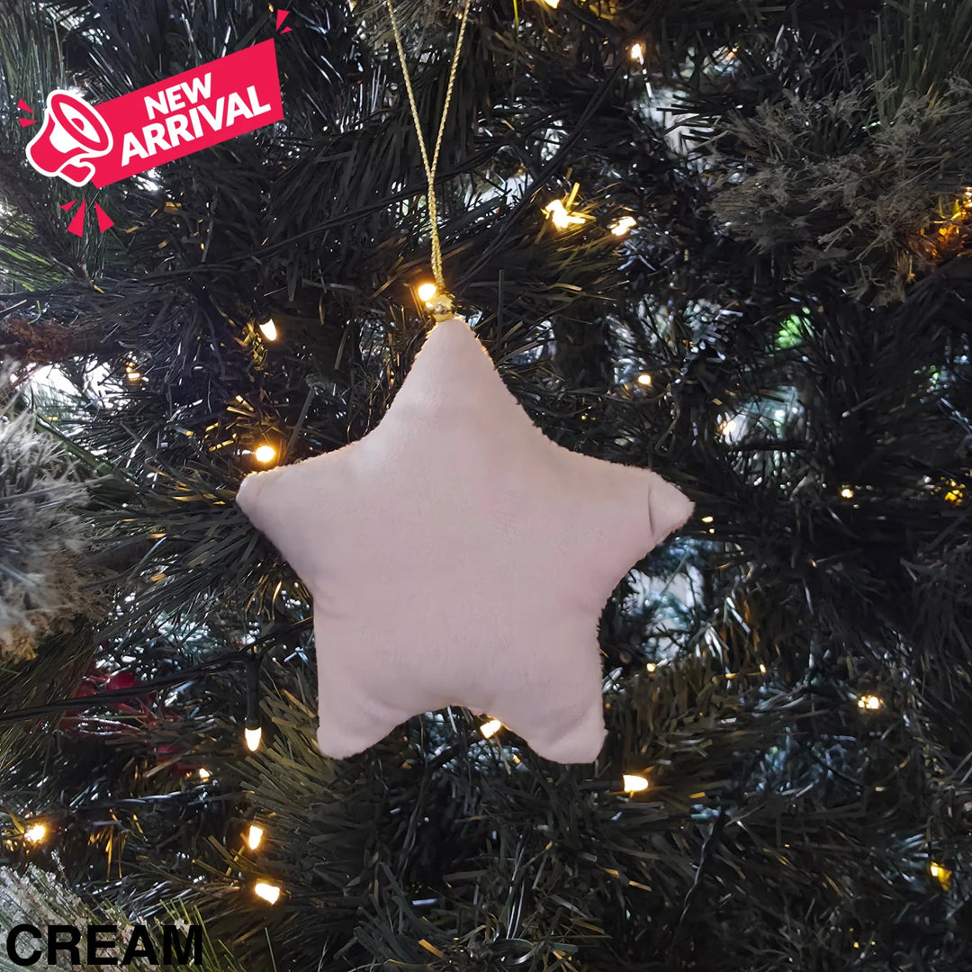 Luxury Velvet Christmas Star Ornament Cream