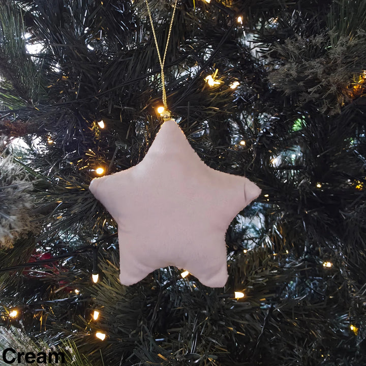 Luxury Velvet Christmas Star Ornament Cream