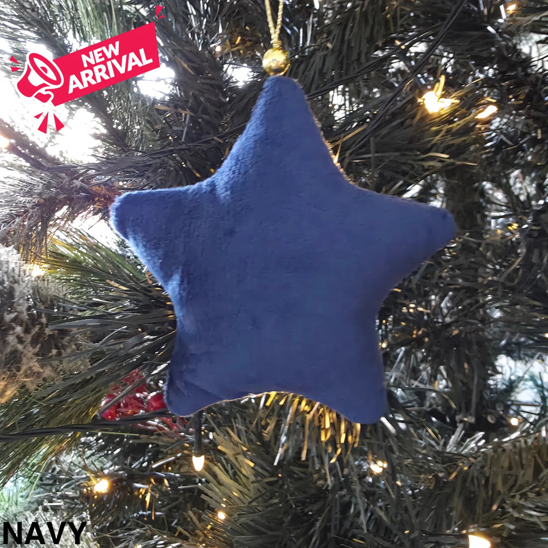 Luxury Velvet Christmas Star Ornament Navy