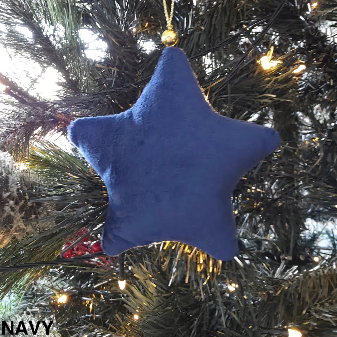 Luxury Velvet Christmas Star Ornament Navy