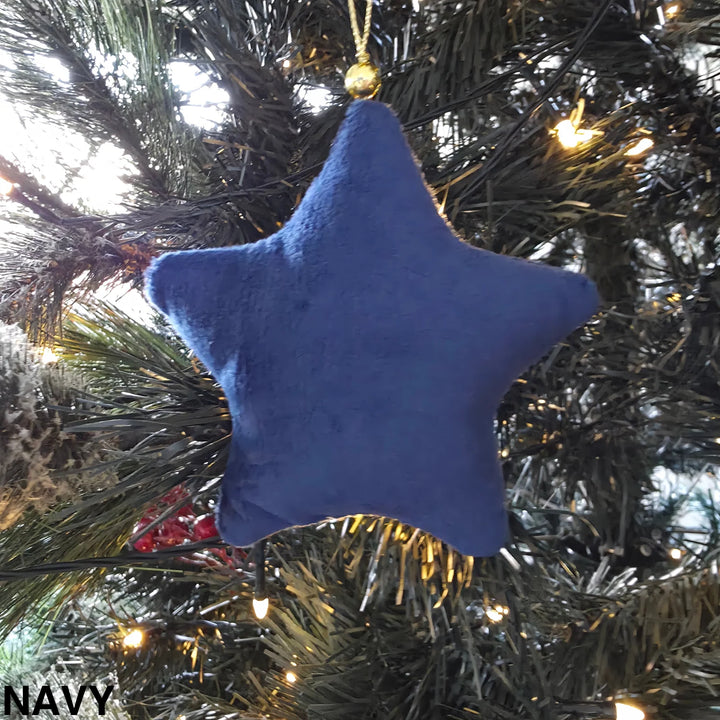 Luxury Velvet Christmas Star Ornament Navy