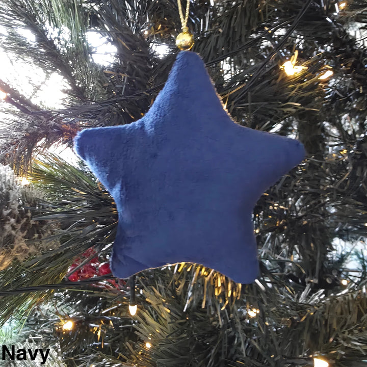 Luxury Velvet Christmas Star Ornament Navy