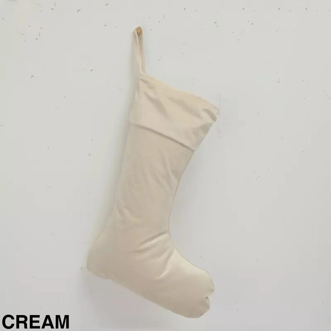 Luxury Velvet Christmas Stocking Cream